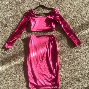 Lulu's Pink Crop Blouse Set